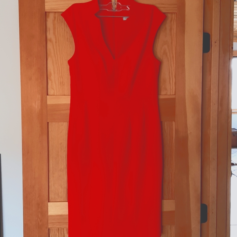 Boutique Brand Red-Orange Sleeveless Sheath Dress